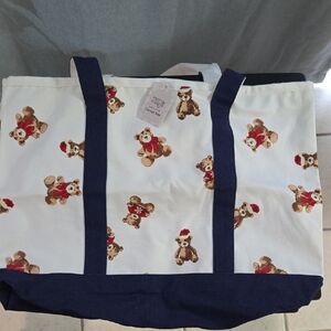 NWT Merry Makers Teddy Bear Print Tote Bag